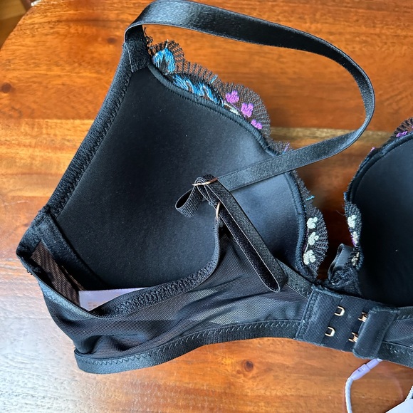 Savage X Fenty Black Caviar Deco Embroidery Wallflower Padded Push-Up Bra - Picture 12 of 16